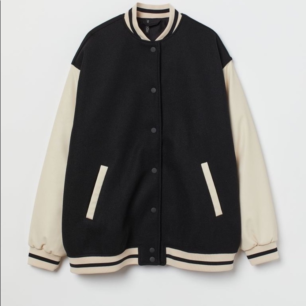 H&M Black & Beige Varsity Jacket
